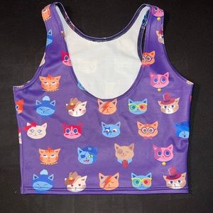 XS Whose That Cat reversible crop top by Blackmilk Clothing